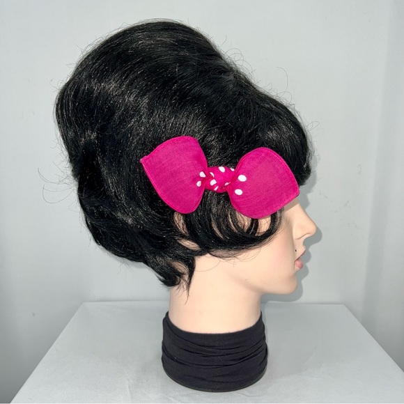 Pink and White Polka Dot Retro Bandana Knotted Hair Bow - Picture 4 of 11